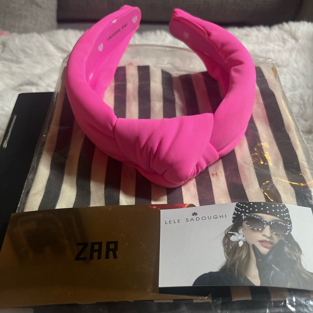 Lele Sadoughi Headband in Neoprene - neon pink (magenta)
